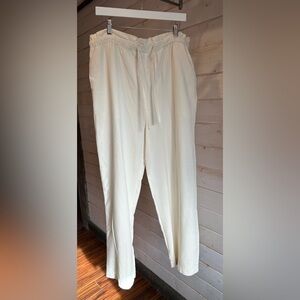 Silk House | White 100% Silk Trousers